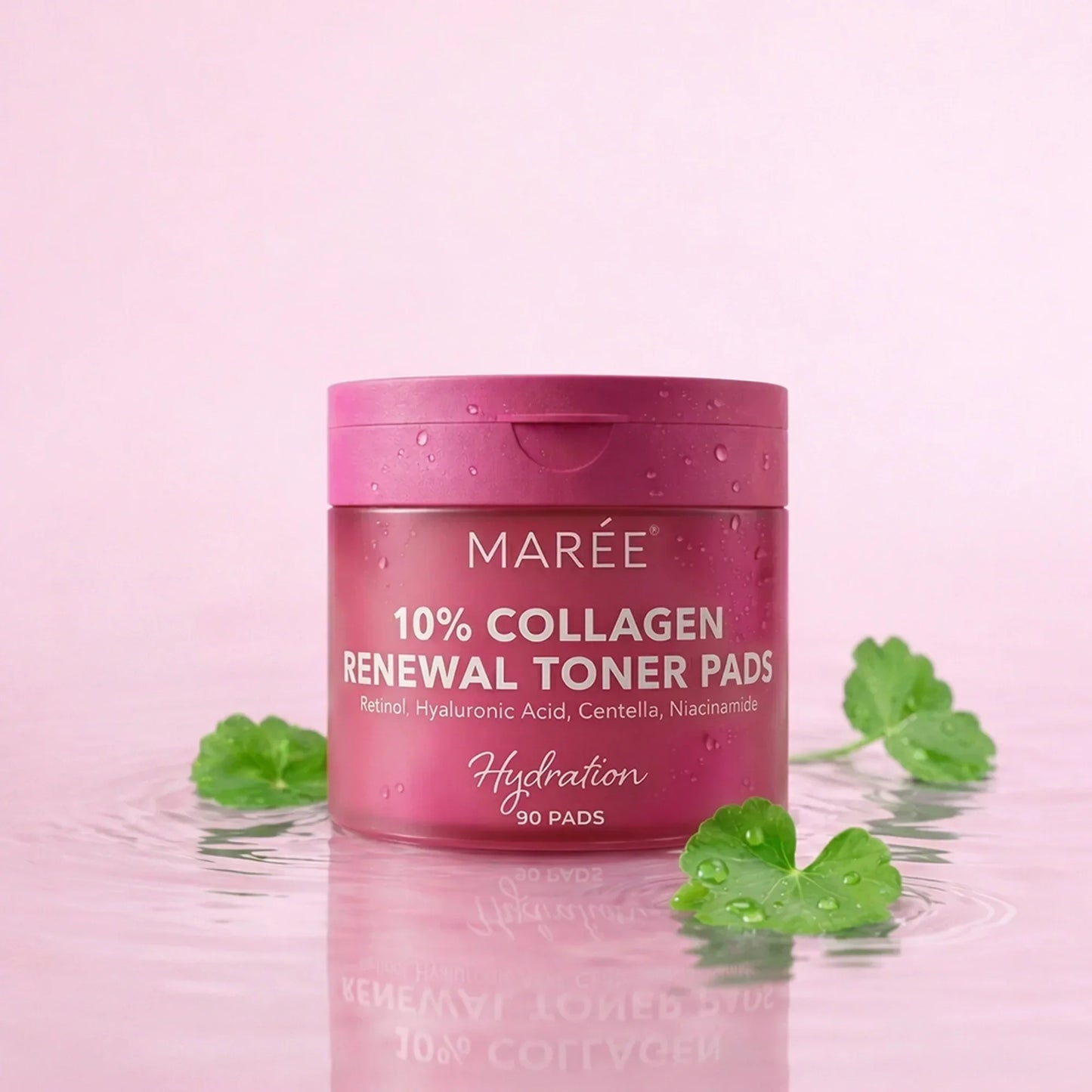 MARÉE 10% Collagen Renewal Toner Pads with Hydration, Retinol, Hyaluronic Acid, Centella, Niacinamide