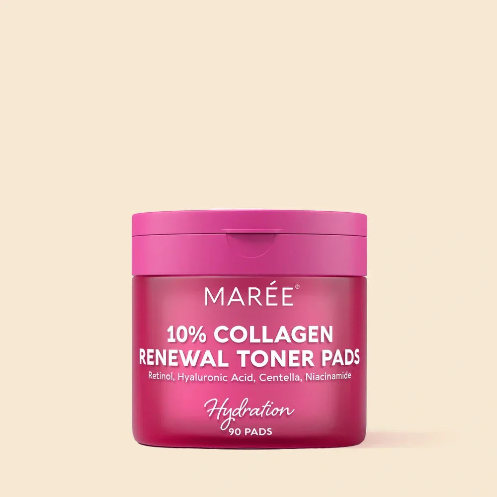 MARÉE 10% Collagen Renewal Toner Pads with Hydration for Skin Care Routine