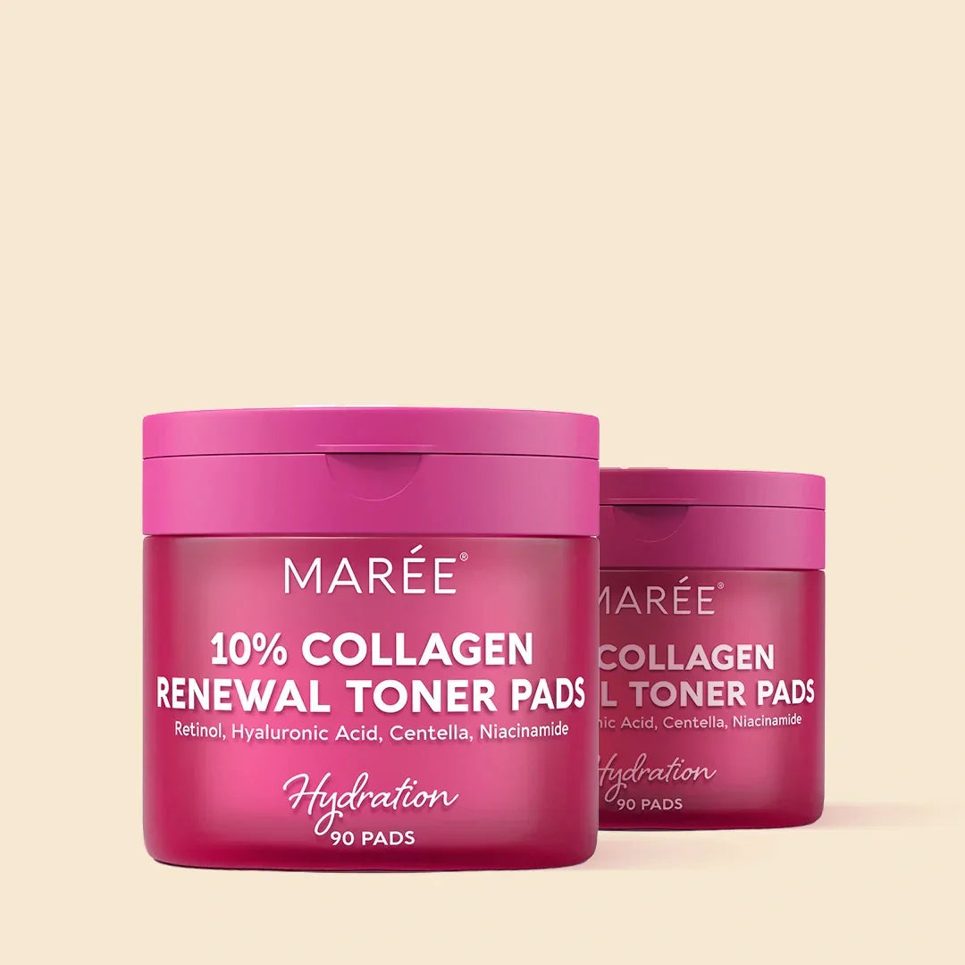 MARÉE 10% Collagen Renewal Toner Pads with Hydration for Skin Care Routine