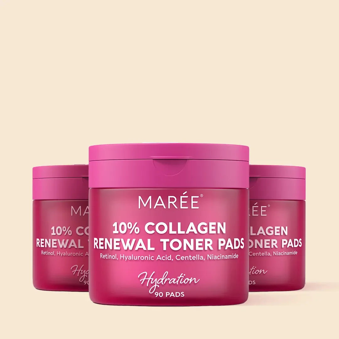 Marée 10% Collagen Renewal Toner Pads with Retinol, Hyaluronic Acid, Centella, Niacinamide for Hydration